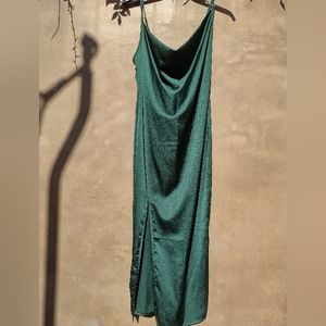 Cowl neck satin dress